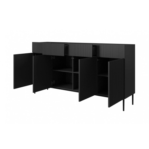 Komoda szufladami Nicole 200 cm - czarny mat / czarne nóżki